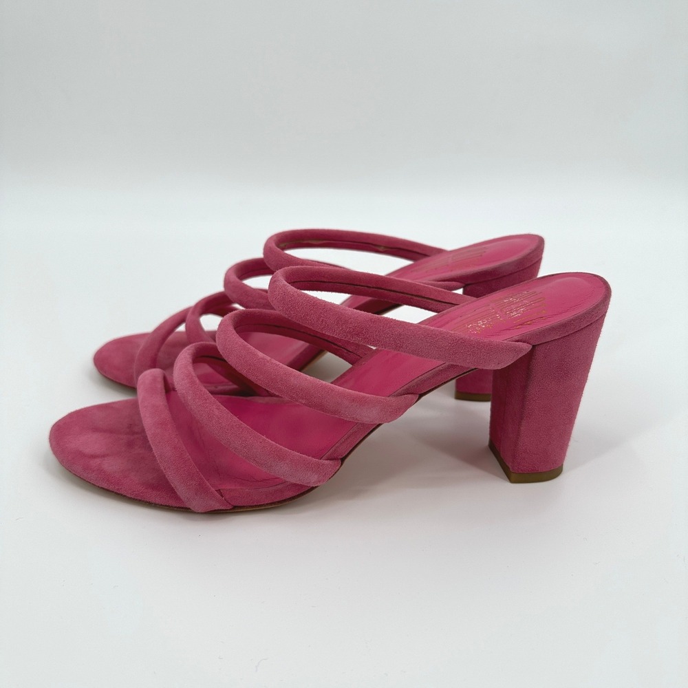 Charlotte Stone Bettina Women Hot Pink‎ Suede Strappy Block Heel Mule Sandals 10 - Picture 5 of 8